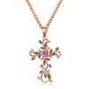 Carlisle Leaf Necklace & Cross Pendant Rhinestone Choker