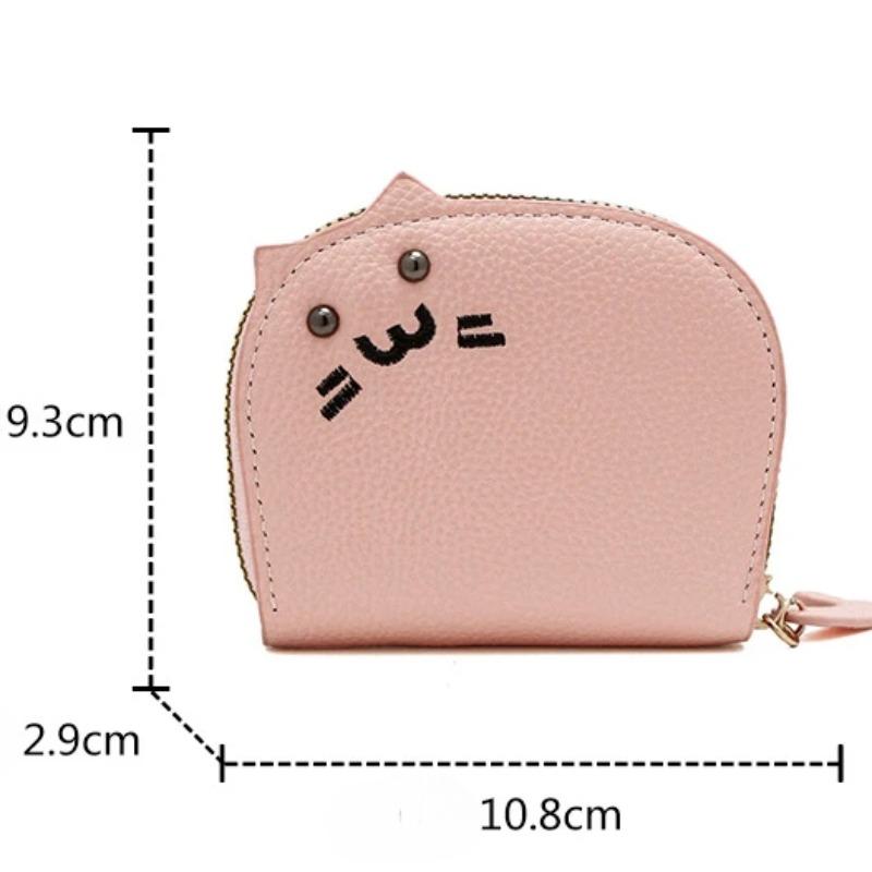 Elegant Women Small Wallet Coin Purse Card Holder Female Hand Wallet Cute Cat Girl PU Leather Mini Purse with Card Slot