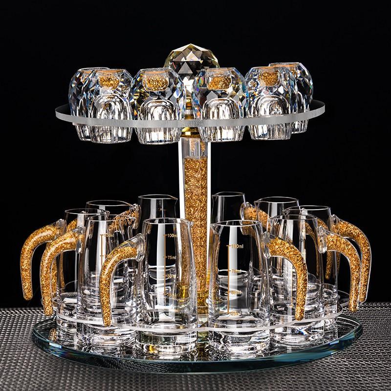 Elegant Crystal Glass Shot Cups Decanter Set With Graduated Markings Home Whiskey Baijiu Or Spirits Serving