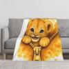 1PC Cute Golden Lion Cub In Zipper Blanket Throw Super Cosy Plush Living Room Sofa