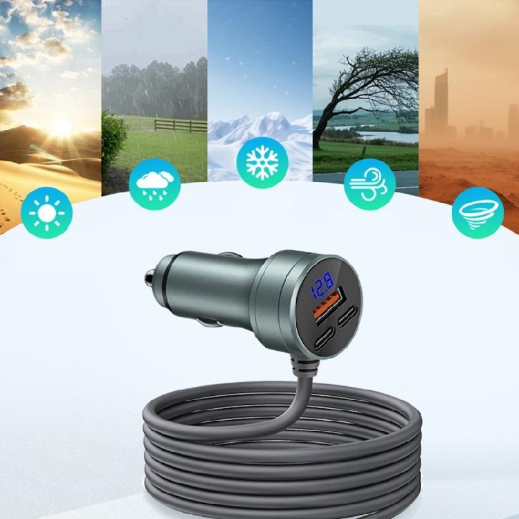 Compact Multi Port Car AC adapter Cable With Quick charging 3.0 And Real Time Potential Detection System