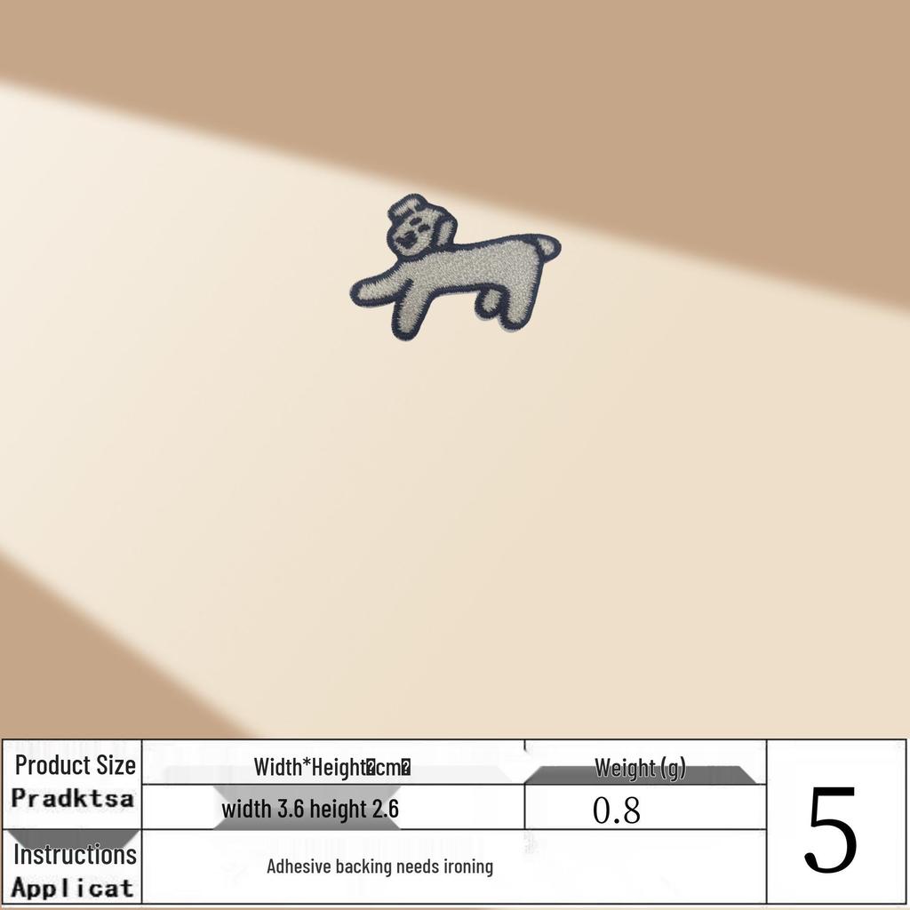 Korean Style Black & White Cartoon Embroidered Iron-On Patch for Clothing & Bags