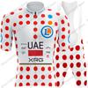 Team Radsporttrikot Set Tadej Pogačar Radsportbekleidung Gelb Grün Rot Gepunktet Weiß Rennrad Trikot Trägerhose