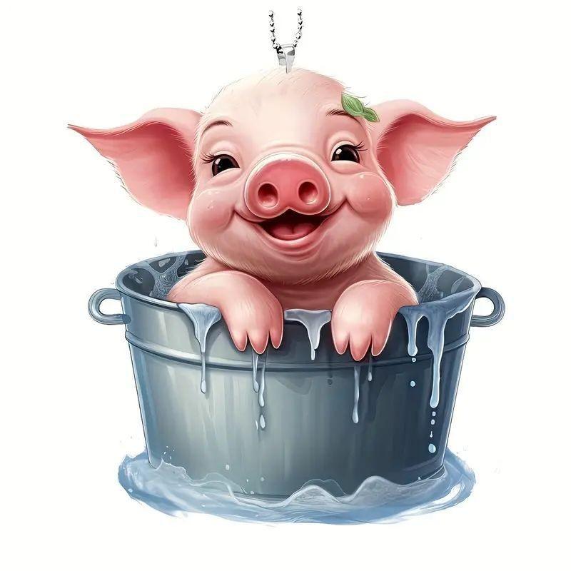 

Акриловый Забавный Поросенок Декоративный Подвесной Кулон для Интерьера Автомобиля Радостный Мультяшный Шарм для Зеркала Заднего Вида