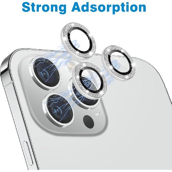 Compatible with iPhone 14 Pro and 14 Pro Max Camera Lens Protector, Bling Glitter Lens Cover 9H Tempered Glass Camera Cover Anti Scratch Shockproof