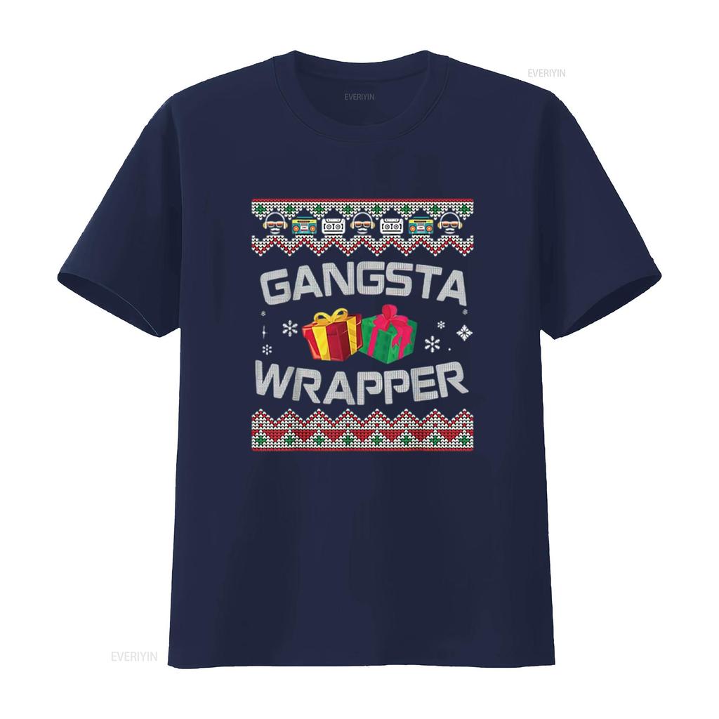 Gangster Wrapper Merry Christmas Rapper Gangsta Sweater Womens T Shirt Black Vintage Washed Unisex Versatile Comfortable Homme