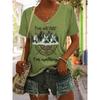 Women's Hiking Forest Print T-Shirts Summer Short Sleeve Casual Loose V Neck New Arrival