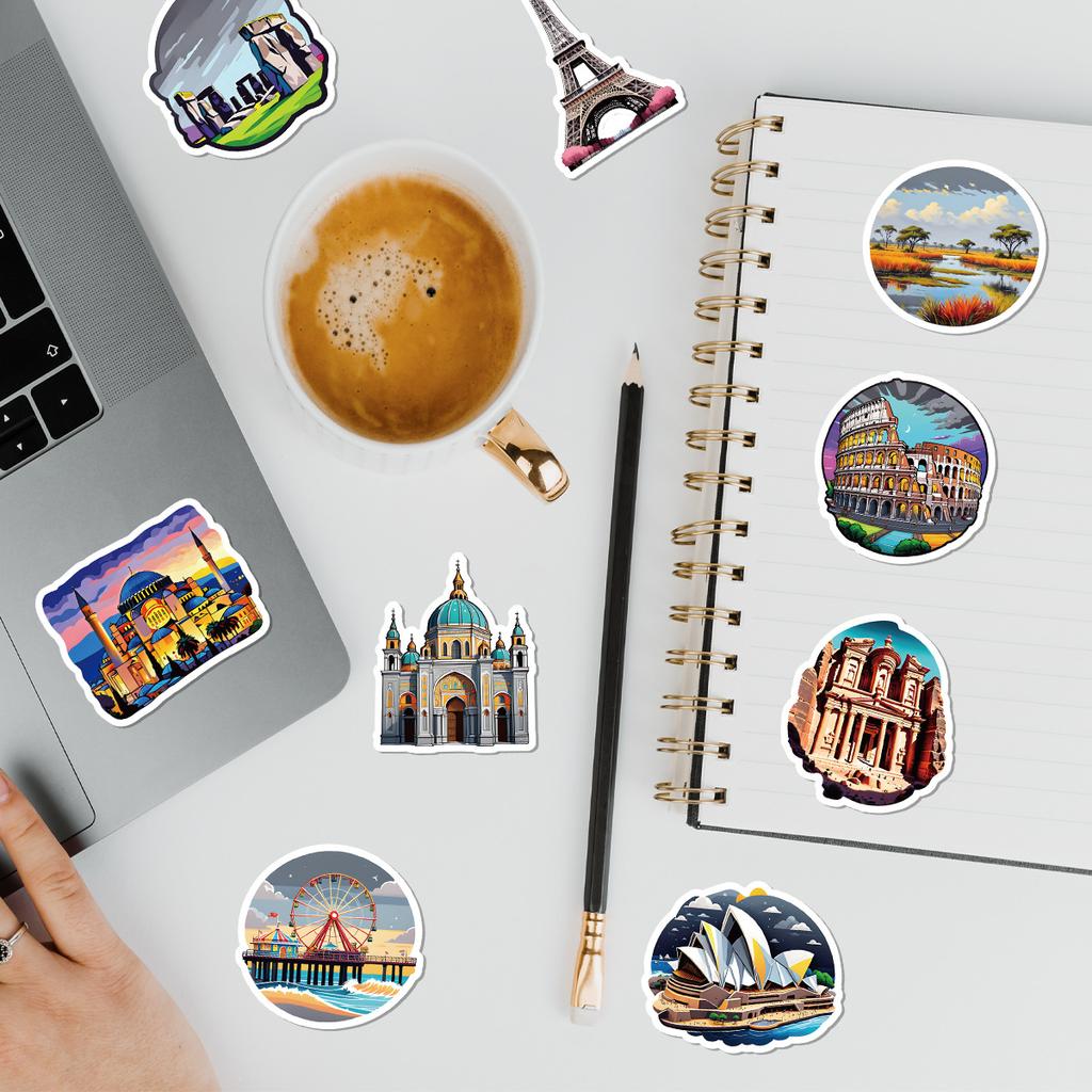 50 Pieces of Graffiti Stickers Featuring Tourist Attractions In The Nordic World, Suitable for Water Cups and Computers, Waterproof