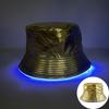 Unisex LED Világítós Hímzett Bucket Kalap Logóval és Egyszínű Lapos Tetővel