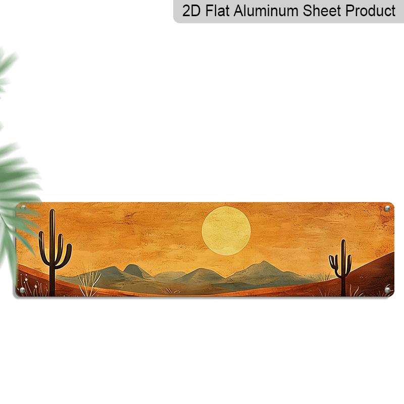 

1pc 2D Flat 4X16 Inch Aluminum Metal Signs Tranquil Desert Sunset Metal Wall Art for Enhancing Bedroom Ambiance and Living Room Aluminum Decorative 40cm x 10cm