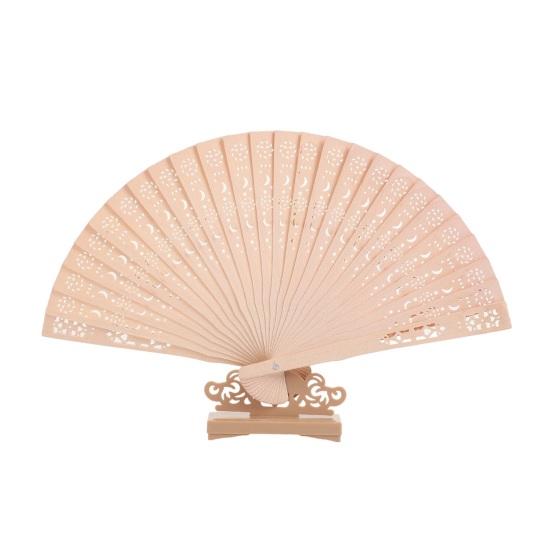 

Wooden Folding Fan with Hollow Ribs Chinese Japanese Style Vintage Hand Fan Portable Wedding Dance Party Decorative Handheld C