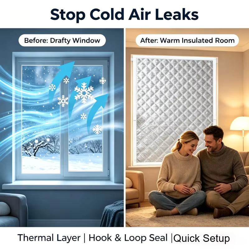 Insulated and Windproof Sealed Windows, Warm Winter Curtains, Shading, Sound Insulation, Screen Windows Cold Proof Curtain Warm Thermal Curtain