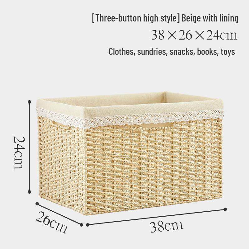 Japanese Style Large Rattan Storage Basket for Clothes, Toys, and Snacks