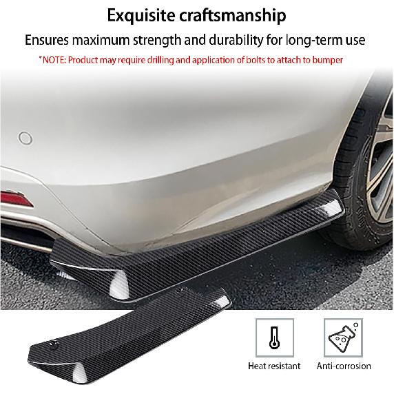 Augeny 2 PCS Rear Bumper Canard Diffuser, Anti-Crash Bumper Lip Body Kit, Universal Rear Installed Lip Diffuser Splitter Canard Protector (Carbon