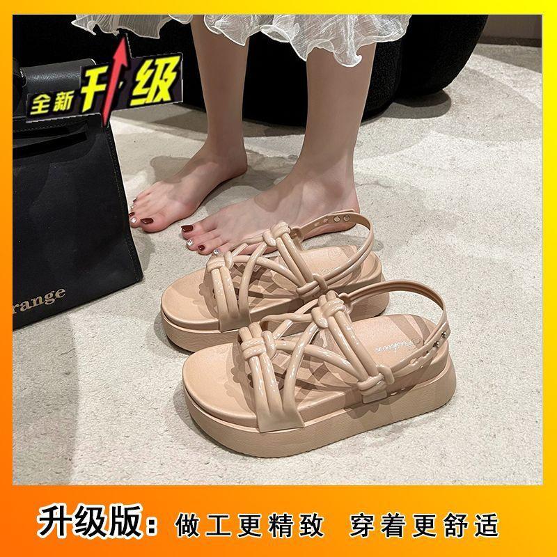 Furniture non-slip muffin sole casual Roman shoes soft sole 2025 summer new outer wear Maillard thick-soled cool slippers women