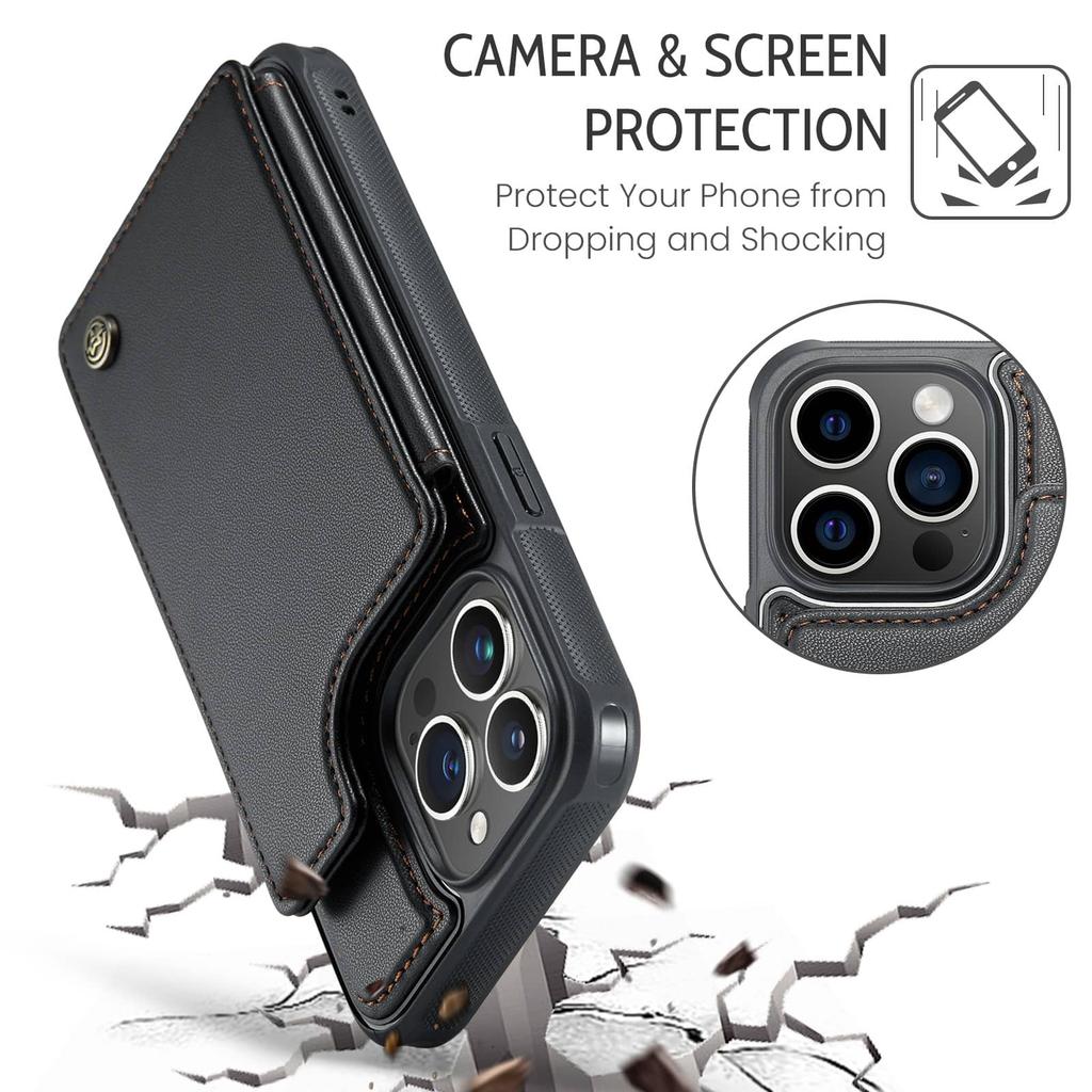 Case for iPhone 16 Pro Max 16 Plus 16 Case With Card Holder Wallet Case for Women Men With RFID Blocking, Durable Leather Cover