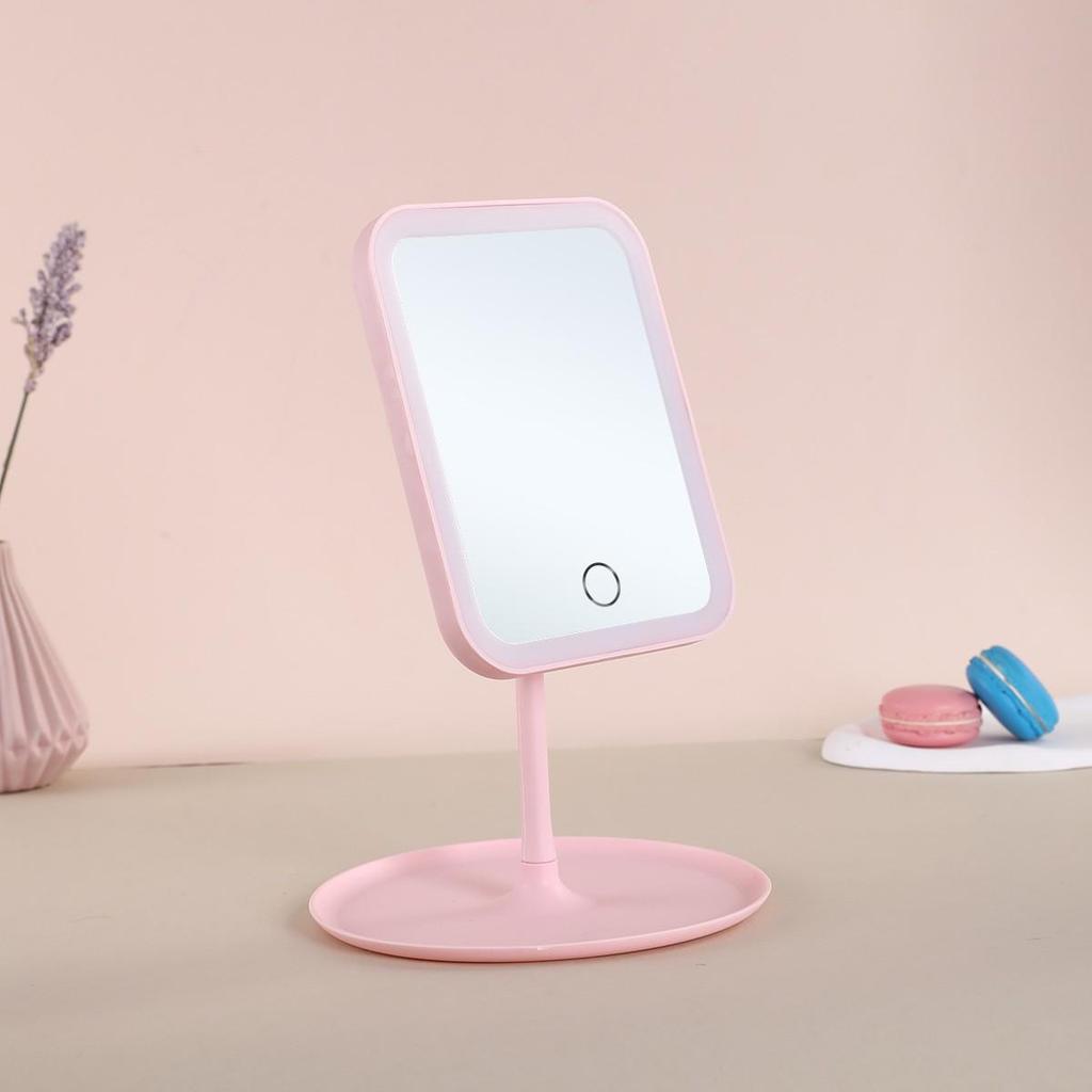 USB Rechargeable LED Vanity Mirror: Portable, INS Style Makeup Mirror with Light for Dorms