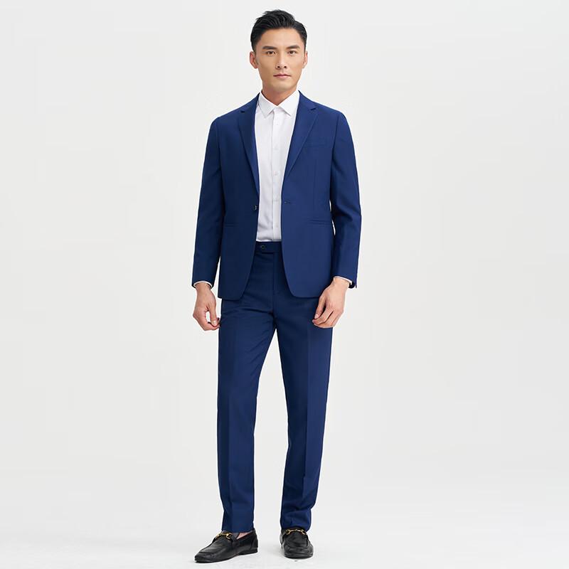 Men's Dark Blue Slim-Fit Business Suit Set