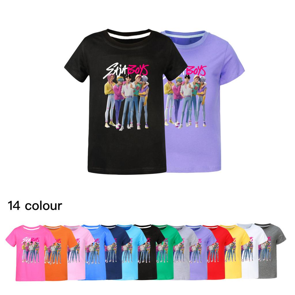 4986 Kids Girls Boys Sajaboys Rumi Mira Zoey Print Casual Cotton Short Sleeves T-Shirt