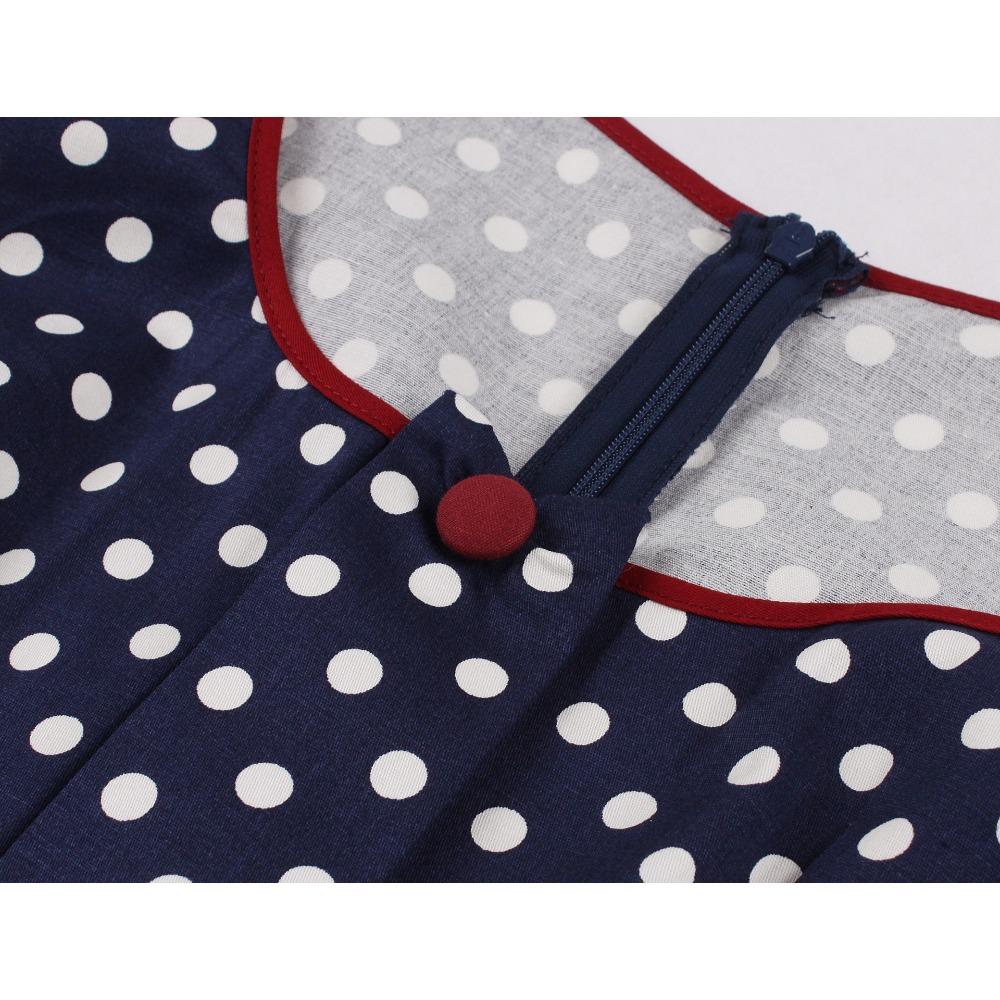 Dámské Vintage šaty Puntíky Rockabilly Koktejl Swing Šaty Jarní Letní Šaty Krátké Rukávy