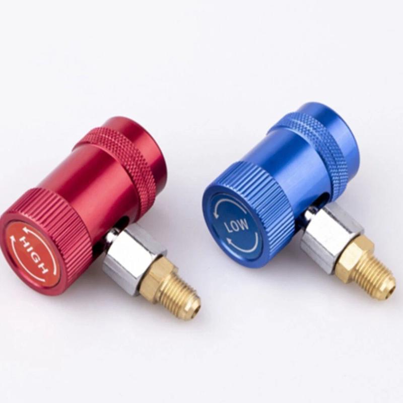 2pcs Car Air Con Connector For A/C Manifold Gauge Adapter R1234yf Low/High Pressure Couplers Set
