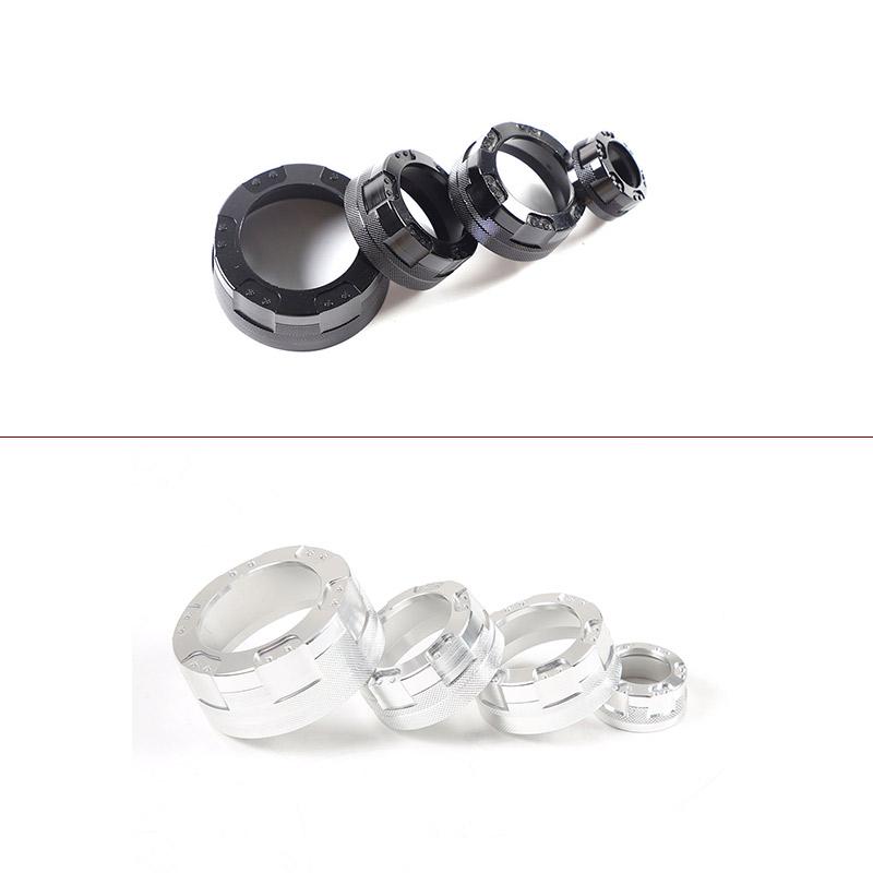 4pcs Aluminum Alloy Red/Silver For Jaguar XJ 2010-2019 Car Air Conditioner Switch Knob Volume Button Cover Trim Ring Accessories