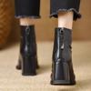 Retro High Heel Zipper Booties Women's Autumn and Winter New Soft Leather Versatile Block Heel Naked Boots
