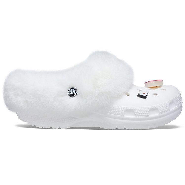 Crocs Unisex Classic Mammoth Charm Clogs White Lightweight Comfort Slip On 207409-100