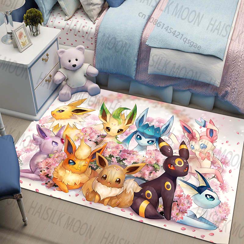 Multi-Sizes Pokemon All Eeveelutions Pattern Carpets for Living Rooms Play Mats Rugged Bedroom Decor Crawl Mats Luxury Gifts