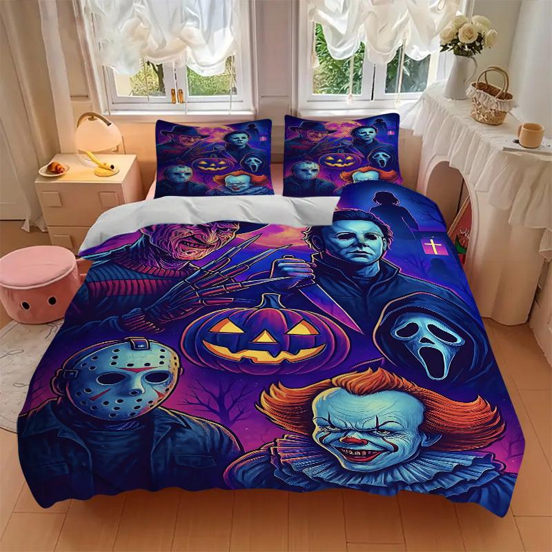 3pcs Horror Icons Bedding Set. Soft and Comfortable with No Core Included (1x Duvet Cover + 2x Pillow Covers) yy251031056
