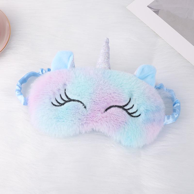 Unicorn Ears Plush Eye Mask with Embroidered Rabbit Design for Sleep Shading