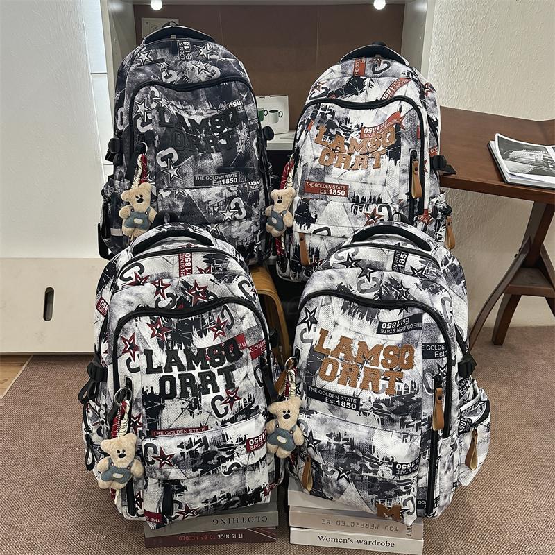 Graffiti Junior Senior High School Student Schoolbag Men's Large Capacity Computer Backpack