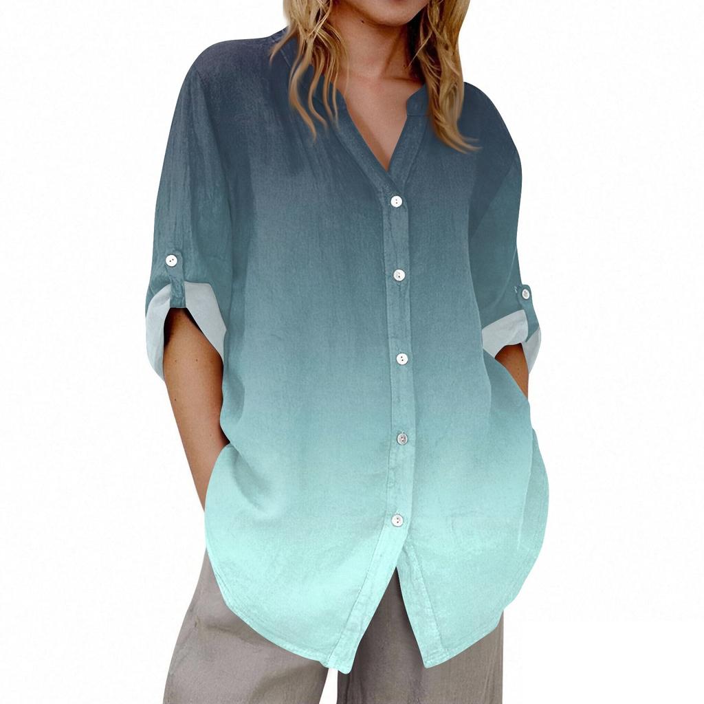 Women's V-neck 3/4 Sleeve Printed Cardigan