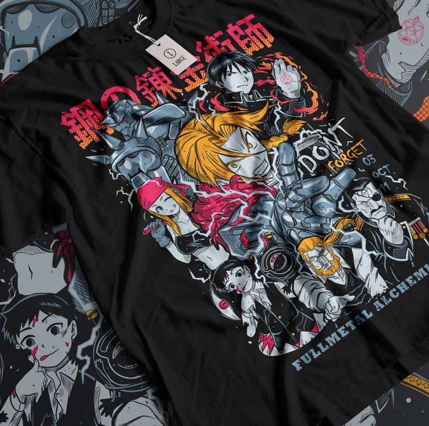 Fullmetal Alchemist T-shirt FMA Brotherhood Edward Elric Alphonse Elric Shirt