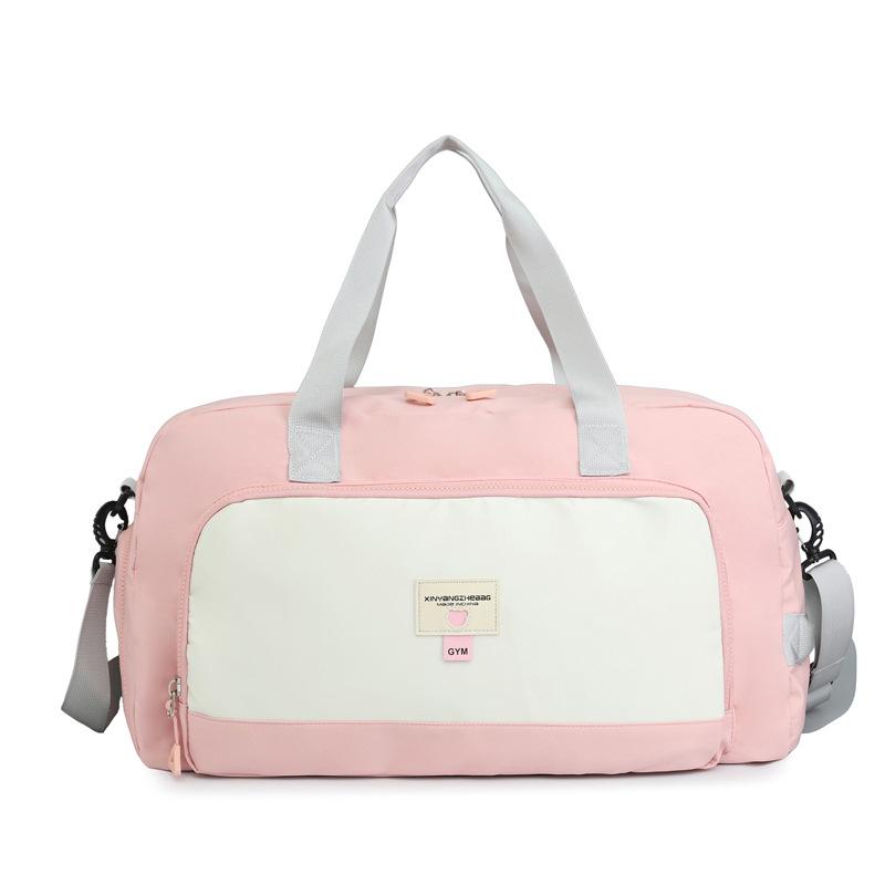 

Wet and Dry Fashion Contrasting Color Yoga Fitness Bag Men and Women Shoulder Crossbody Storage Bag Large Capacity Light Travel Bag average size розовый