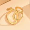 European Geometric Stainless Steel Open Ring: Gold-Plated Intersecting Design for Women