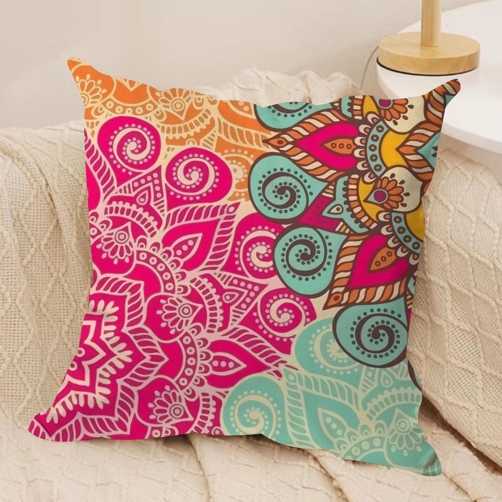 Mandala Cushion Cover Silky Short Plush DoubleSided Printed Pillow Case for Sofa All Seasons Home Decor Gift