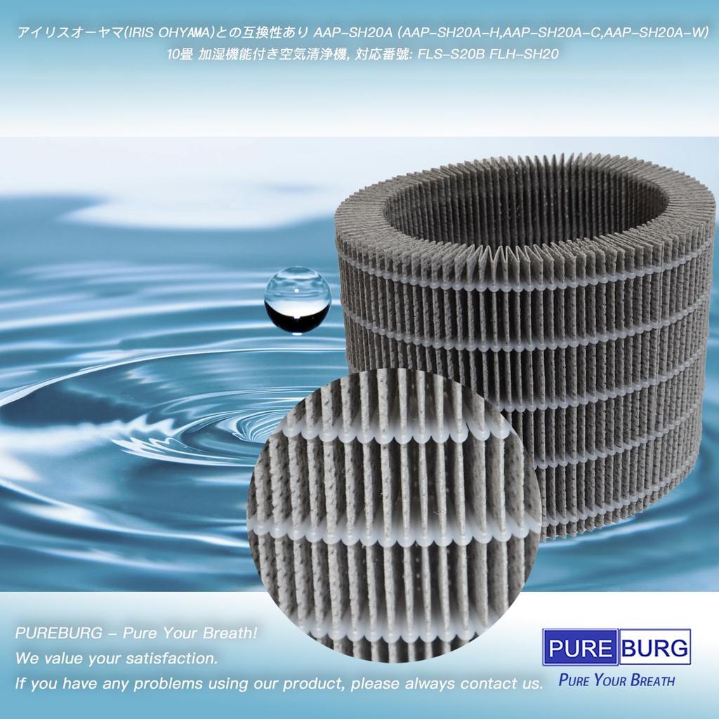 PUREBURG Replacement Filter Set for and IRIS OHYAMA Air Purifiers with Mat Size FLS-S20B, FLS-S202, FLH-SH20 (AAP-SH20A, KAP-SH201) Humidifier,