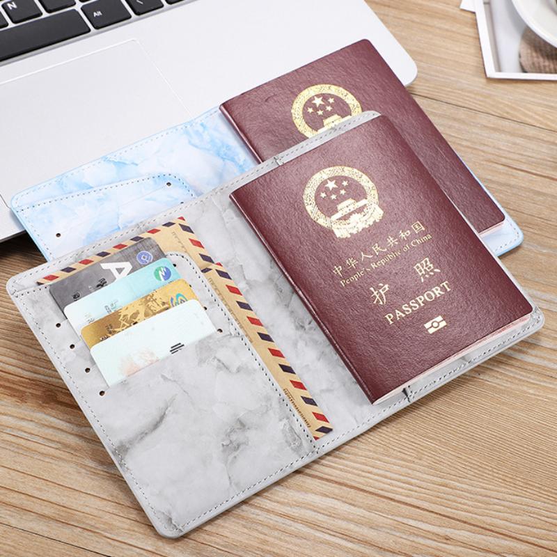 Couverture de passeport en cuir Pu, Style marbre, carte d'identité de voyage, porte-passeport, paquet, portefeuille, sacs à main, pochette pour femmes et hommes