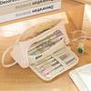 Durable Large Capacity Pencil Case, Pencil Case with Multifunctional Compartments, Pens Case Bag for Student Stationery Girls (Cream-Pink)