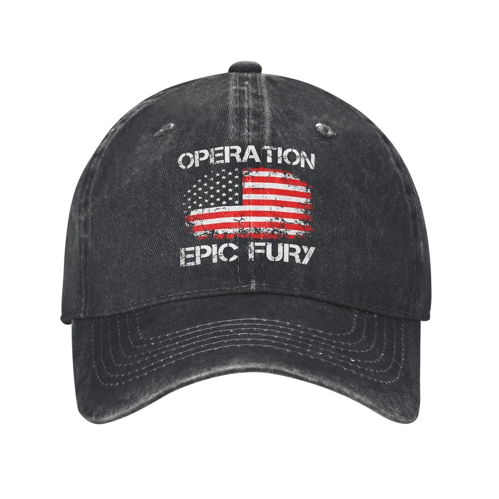 Washed Baseball Cap Operation Epic Fury Summer Trucker Hat For Unisex Women Classic Outdoor Sport Sun Snapback Cap