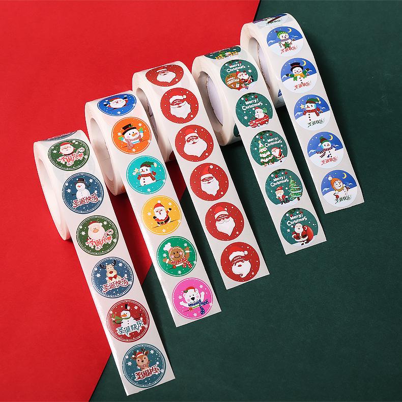 Runde Weihnachtsgeschenke-Aufkleber: Bunte Klebeetiketten zur Dekoration