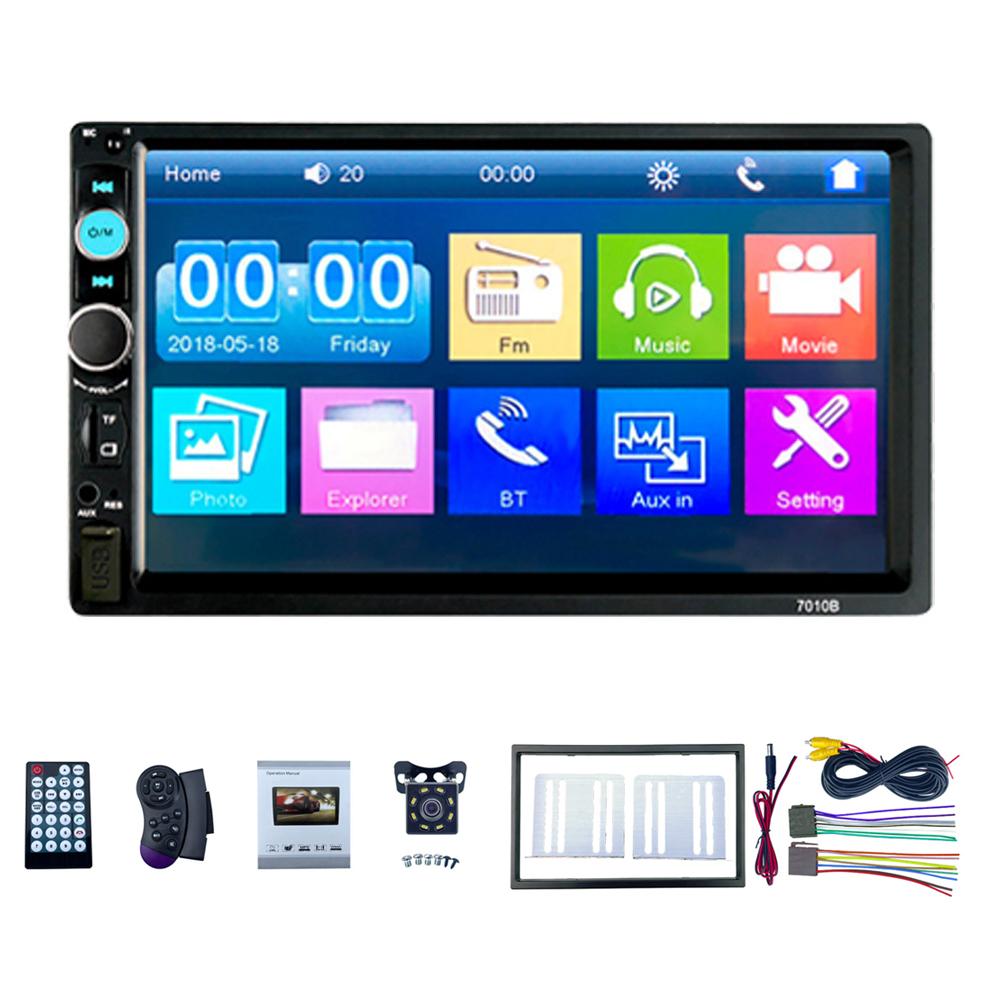 7 Inch Car MP5 Player Carplay Android Auto Double Din Stereo FM Radio Receiver BT Hands-Free Calling Support TF Card/USB/AUX-IN Mirror Phone Link Rev