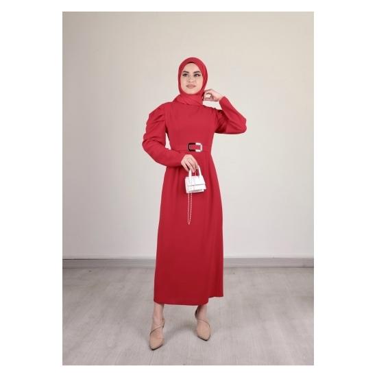 Plisowana spódnica ołówkowa z odkrytymi ramionami i hidżabem