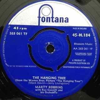 

7inch Record MARTY ROBBINS - The Hanging Tree 45H184 Fontana 1959 UK Folk Used