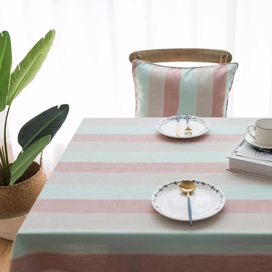 Bavlněná lněná ubrus, Severský styl Šedé pruhy Elegance Prachotěsný potah na stůl, Pro jídelní stůl Narozeninovou oslavu Dekorace stolní desky