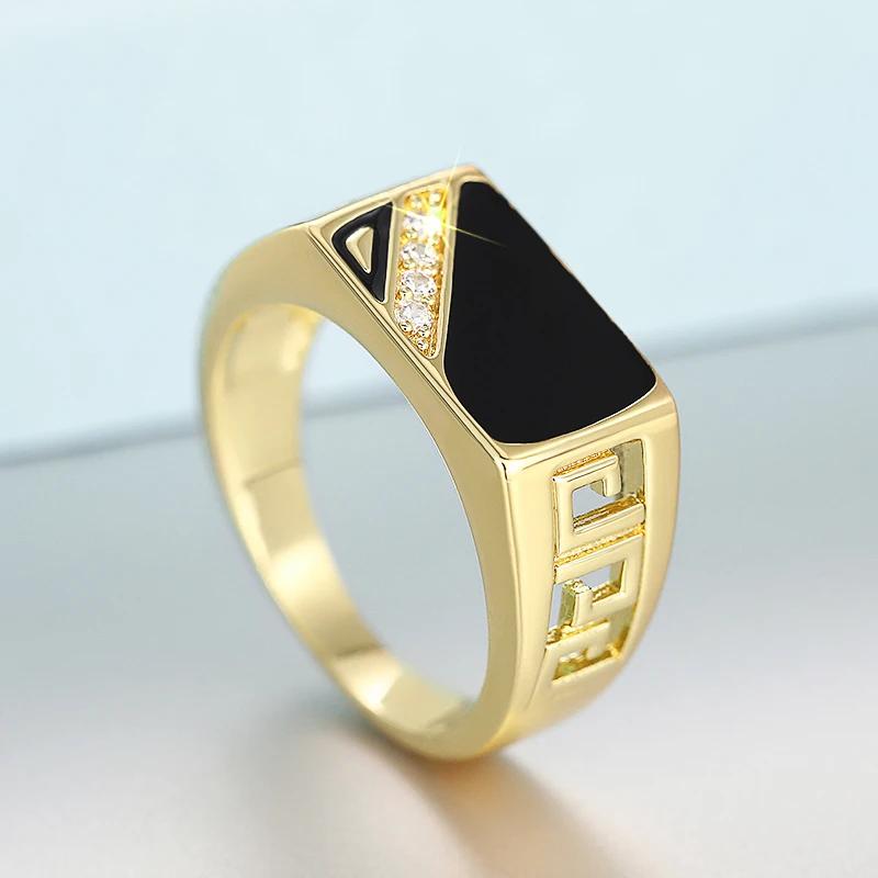 

CAOSHI Vintage Geometric Women Rings Black Enamel CZ Gold Color Rings Daily Wear Hip Hop Cocktail Party Luxury Female Jewelry 6
