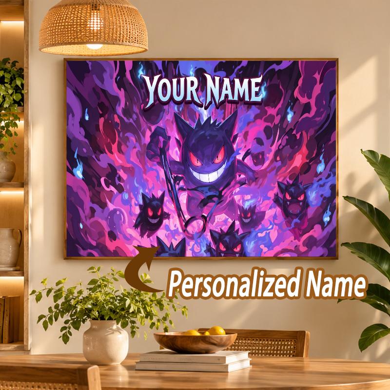 Gengar Custom Name Diamond Painting Personalized 5D Full Drill DIY Diamond Art Home Decor