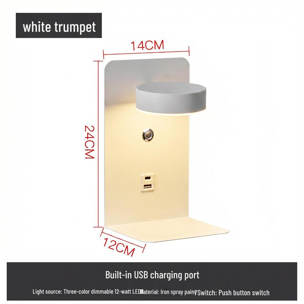 USB Charging LED Wall Lamp: Dimmable Bedroom and Study Light, No Wiring Needed
