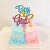 Glitter Boy or Girl Cake Toppers Gender Reveal Party Cake Decorations Pink Blue He or She Supplies Birthday Party Cake Flags
